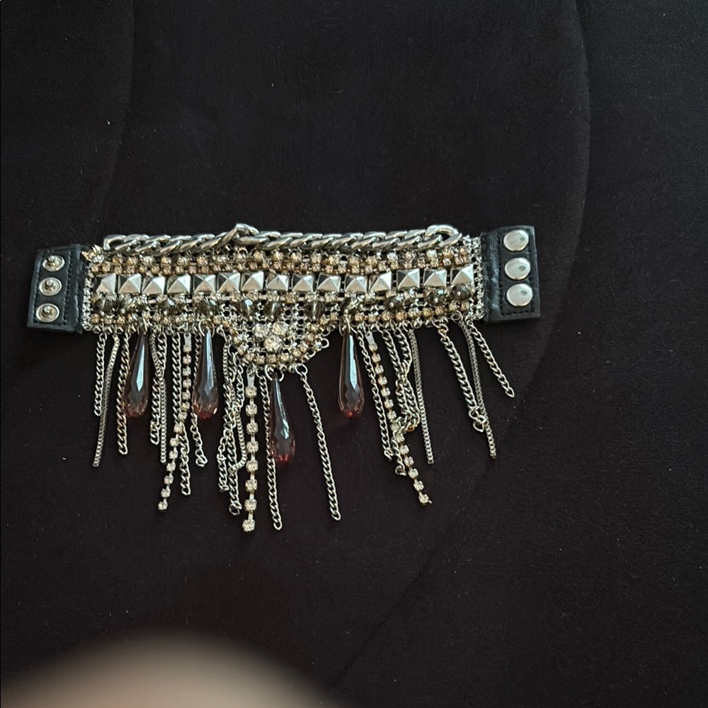 Silver and Black Chain Fringe Bracelet